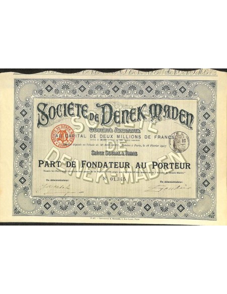 1907 - DENEK MADEN SOC. DE
