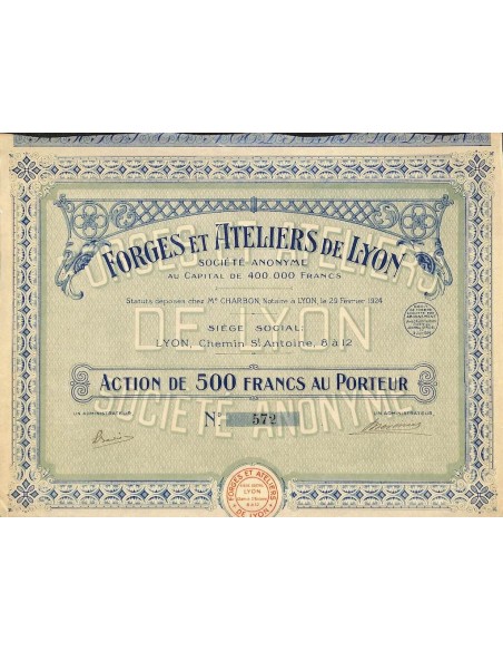 1924 - FORGES ET ATELIERS DE LYON