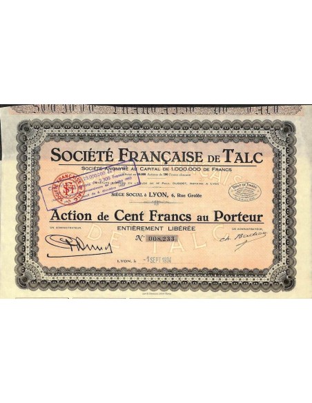 1934 - FRANCAISE DE TALC SOC.