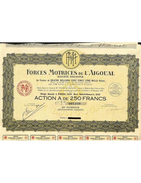 1927 - FORCES MOTRICES DE L'AIGOUAL