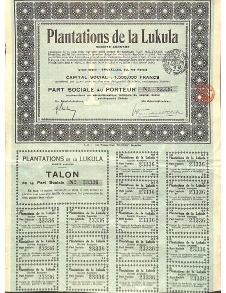 1924 - PLANTATIONS DE LA LUKULA