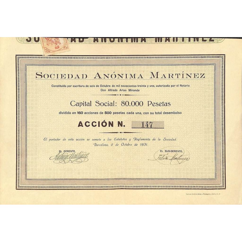 1931 - MARTINEZ SOCIEDAD ANONIMA