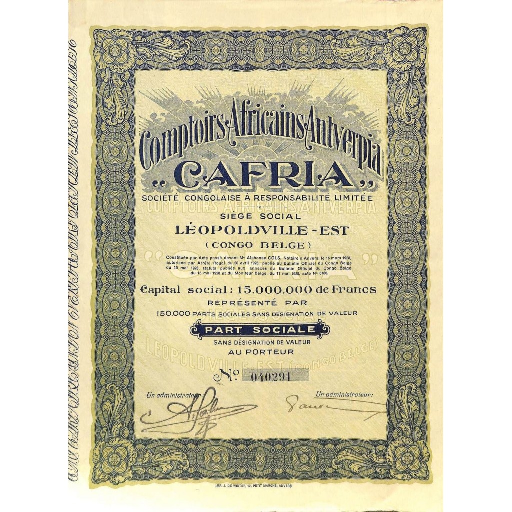 1928 - CAFRIA - COMPTOIRS AFRICAINS ANTVERPIA