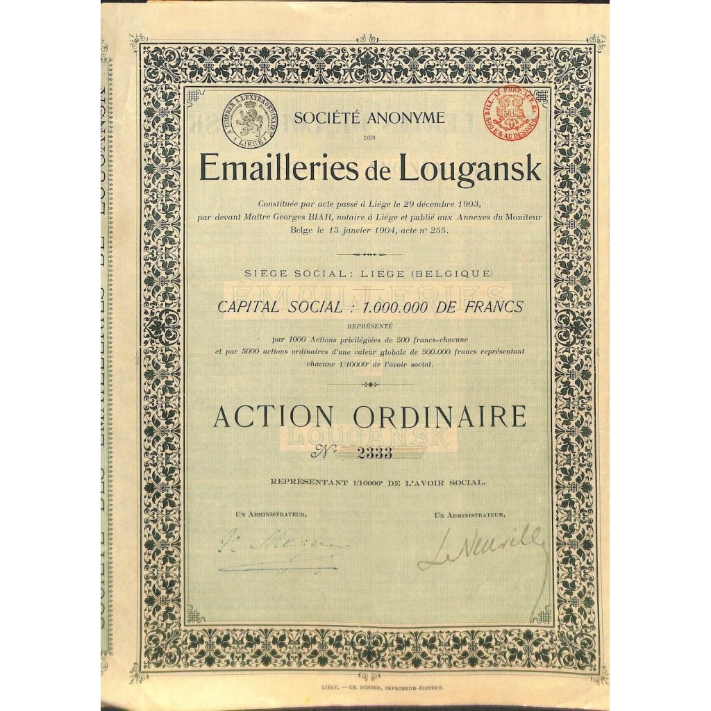1904 - EMAILLERIES DE LOUGANSK