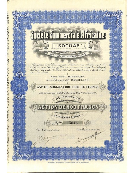 1925 - SOCOAF - SOCIETÉ COMMERCIALE AFRICAINE