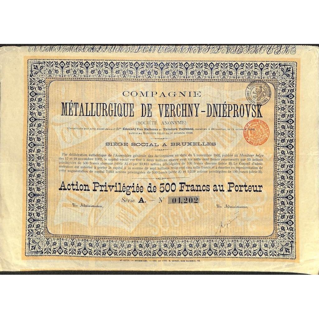 1902 - COMP. METALLURGIQUE DE VERCHNY-DNIEPROVSK
