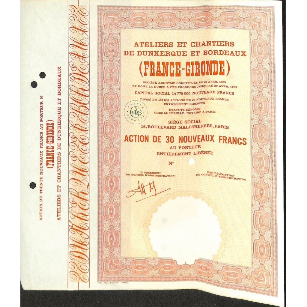 1999 - ATELIERS ET CHANTIERS DE DUNKERQUE ET...