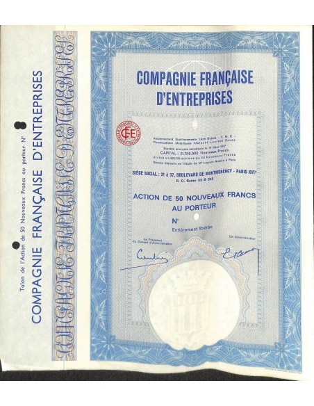 1927 - COMPAGNIE FRANCAISE D'ENTREPRISES