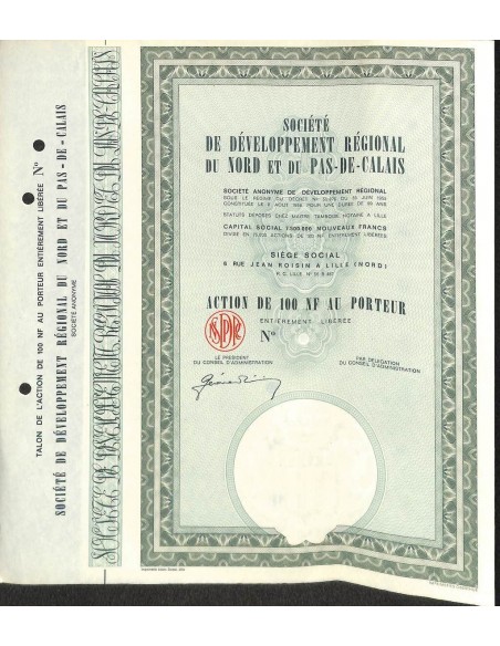 1955 - DEVELOPPEMENT REGIONAL DU NORD ET DU PAS-DE-CALAIS SOC. DE