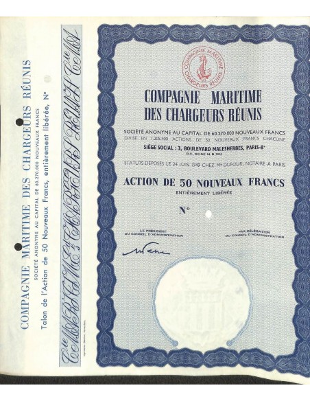 1949 - COMPAGNIE MARITIME DES CHARGEURS REUNIS