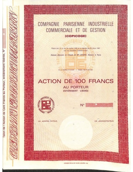 1967 - COPICOGE - COMP. PARISIENNE INDUSTRIELLE COMMERCIALE ET DE GESTION