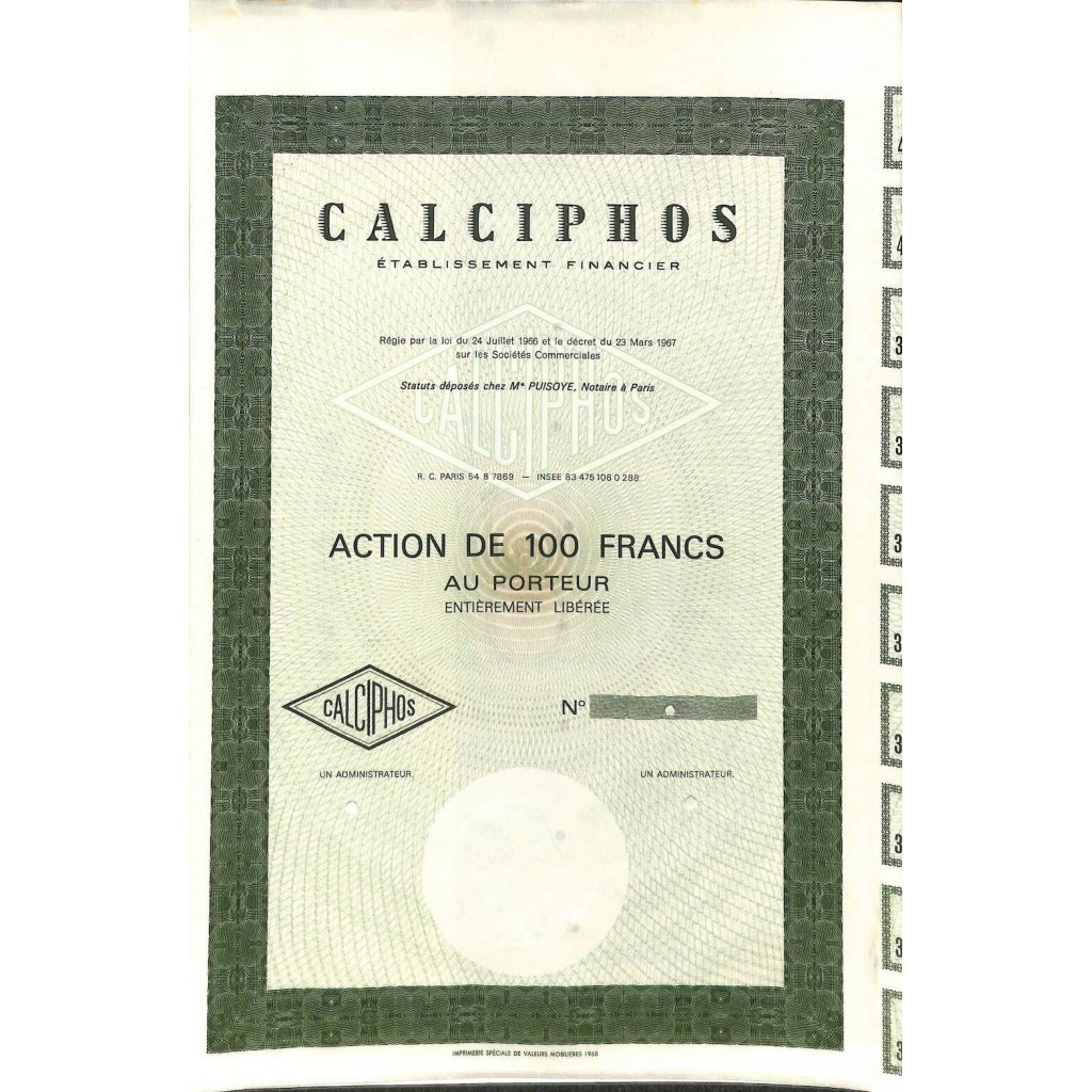 1968 - CALCIPHOS (ETABLISSEMENT FINANCIER)