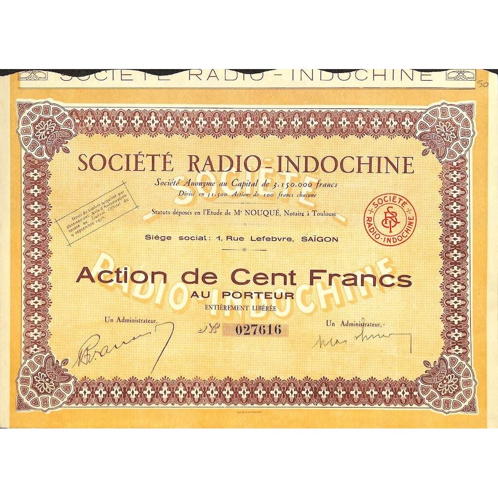 1928 - RADIO-INDOCHINE SOC.