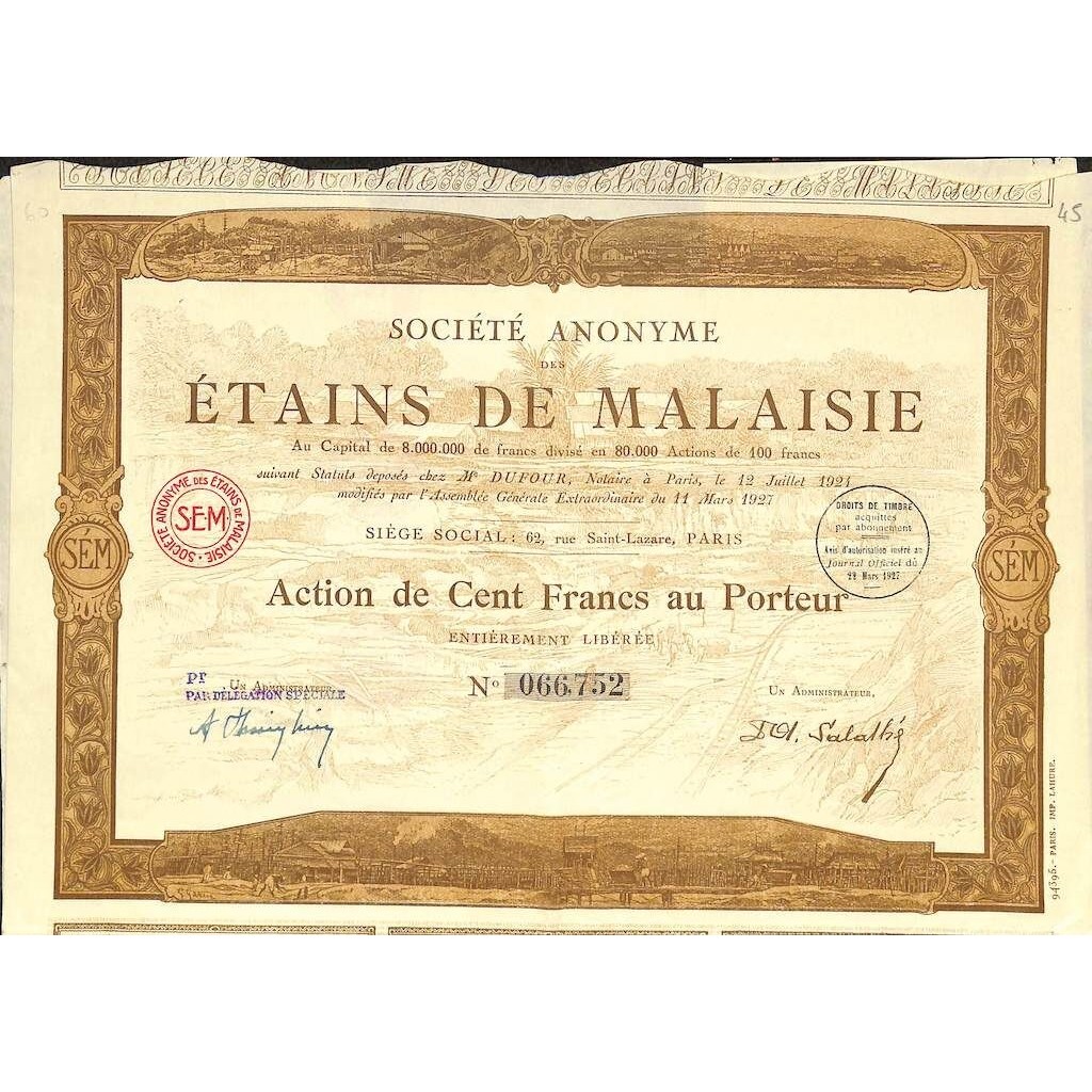 1927 - ETAINS DE MALAISIE