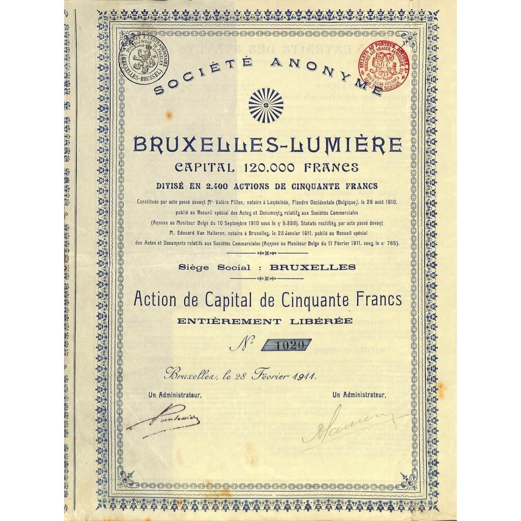 1911 - BRUXELLES-LUMIERE SOC. ANON.