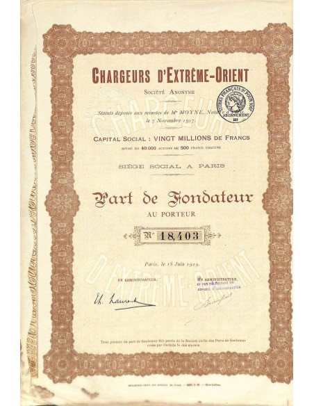 1919 - CHARGEURS D'EXTREME-ORIENT