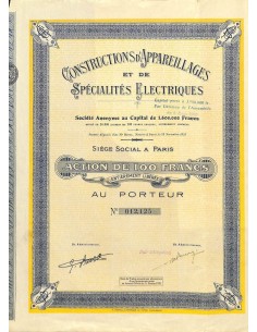 1928 - CONSTRUCTIONS D'APPAREILLAGES ET DE SPECIALITES...