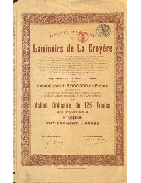 1922 - LAMINOIRS DE LA CROYERE