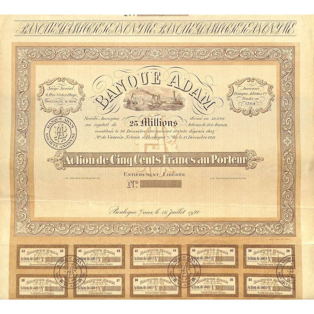 1920 - BANQUE ADAM