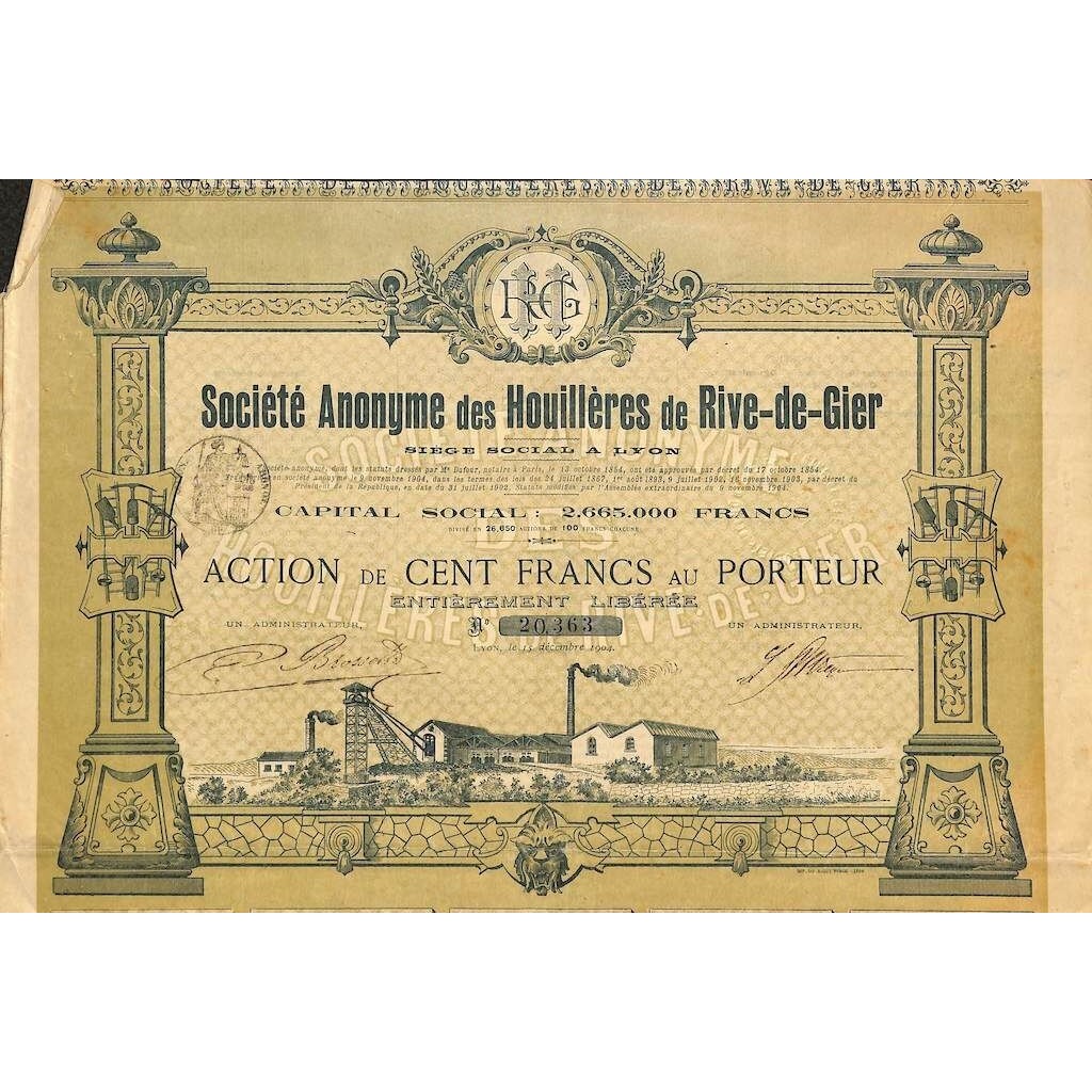 1904 - HOUILLERES DE RIVE-DE-GIER SOC. ANON. DES