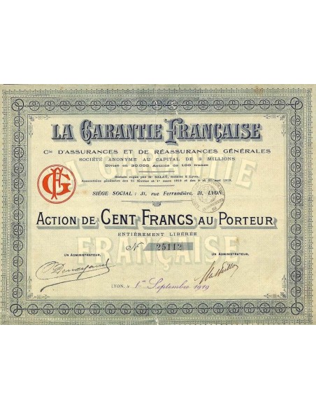 1919 - LA GARANTIE FRANCAISE