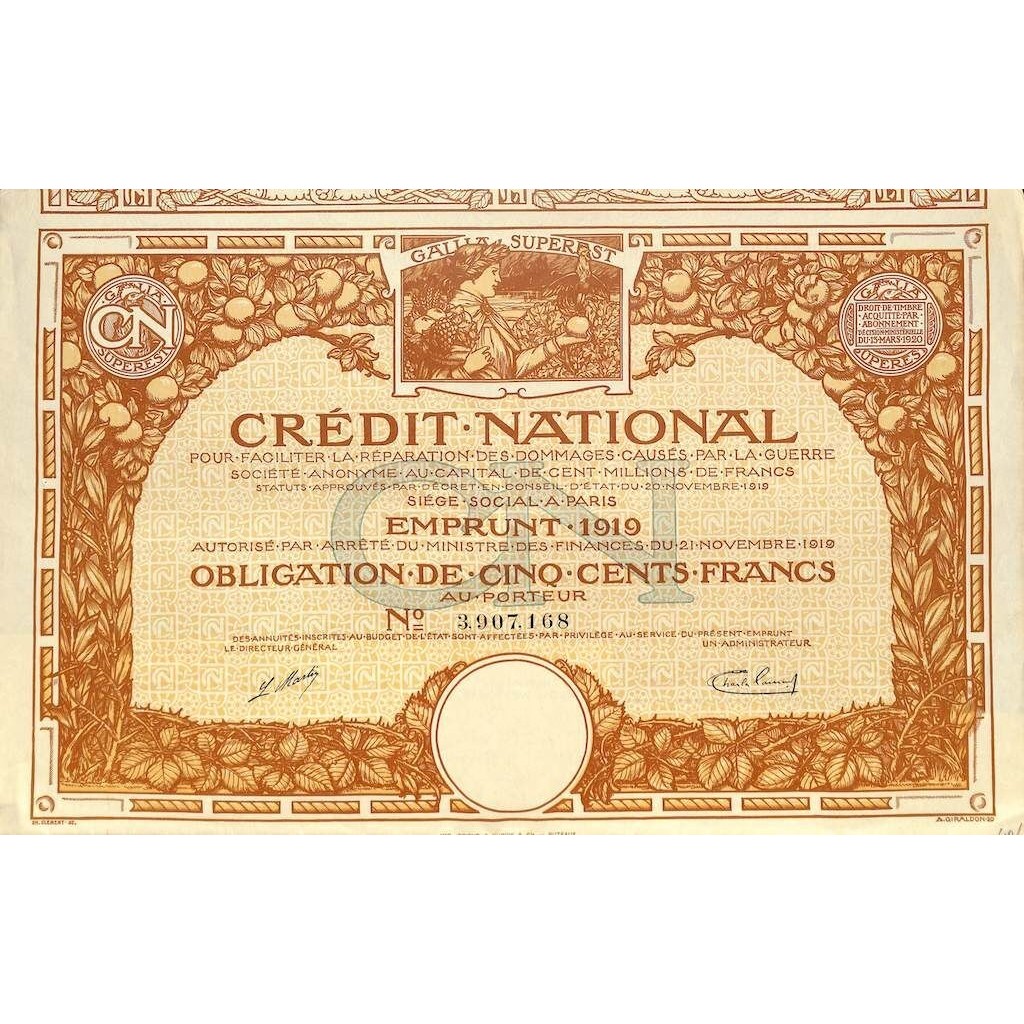 1919 - CREDIT NATIONAL