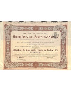 1912 - HOUILLERES DE BERESTOW-KRINKA