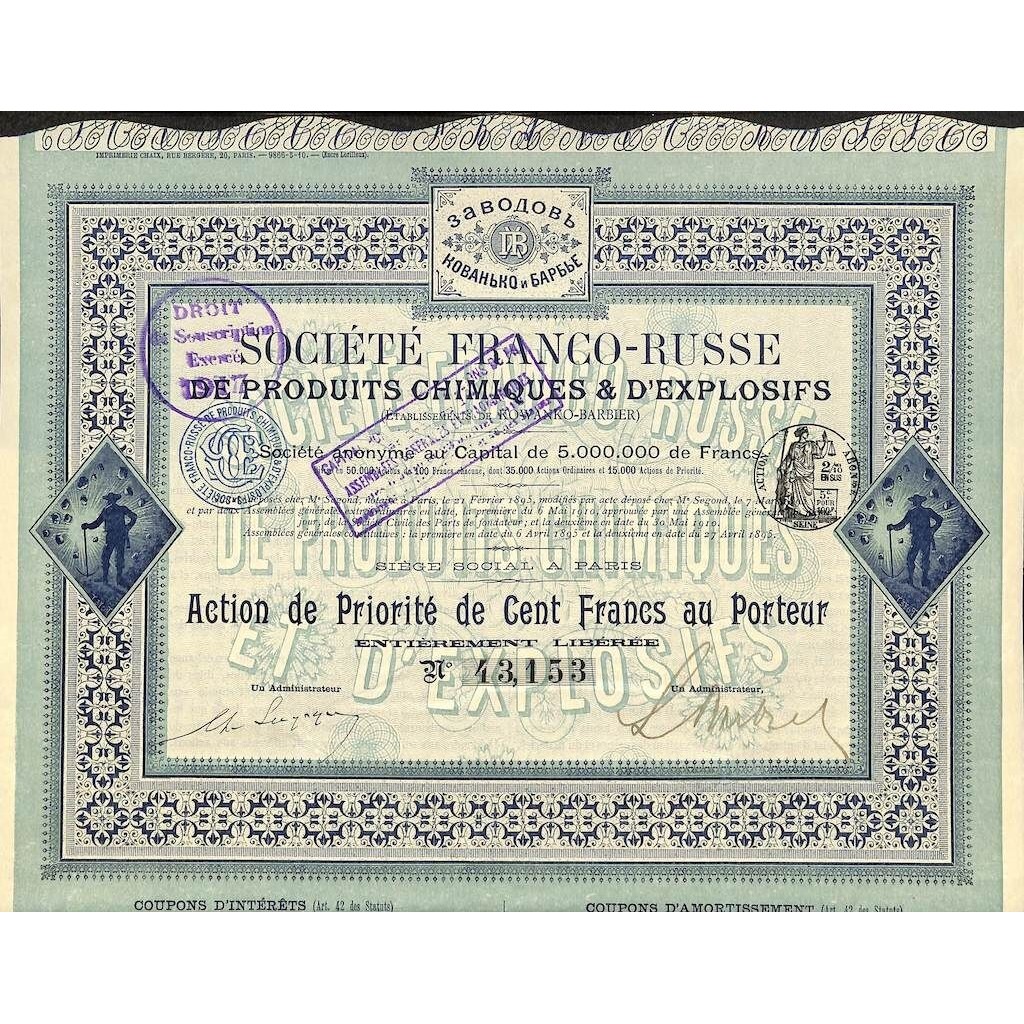 1895 - FRANCO-RUSSE DE PRODUITS CHIMIQUES ET D'EXPLOSIFS SOC.