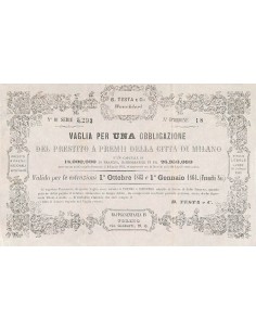 PRESTITO A PREMI DELLA CITTA' DI MILANO - 1 OBBLIGAZIONE TORINO 1861