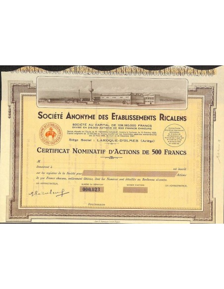 1947 - ETABLISSEMENTS RICALENS SOC. ANON. DES