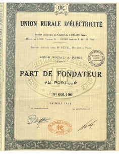 1930 - UNION RURALE D'ÉLECTRICITÉ