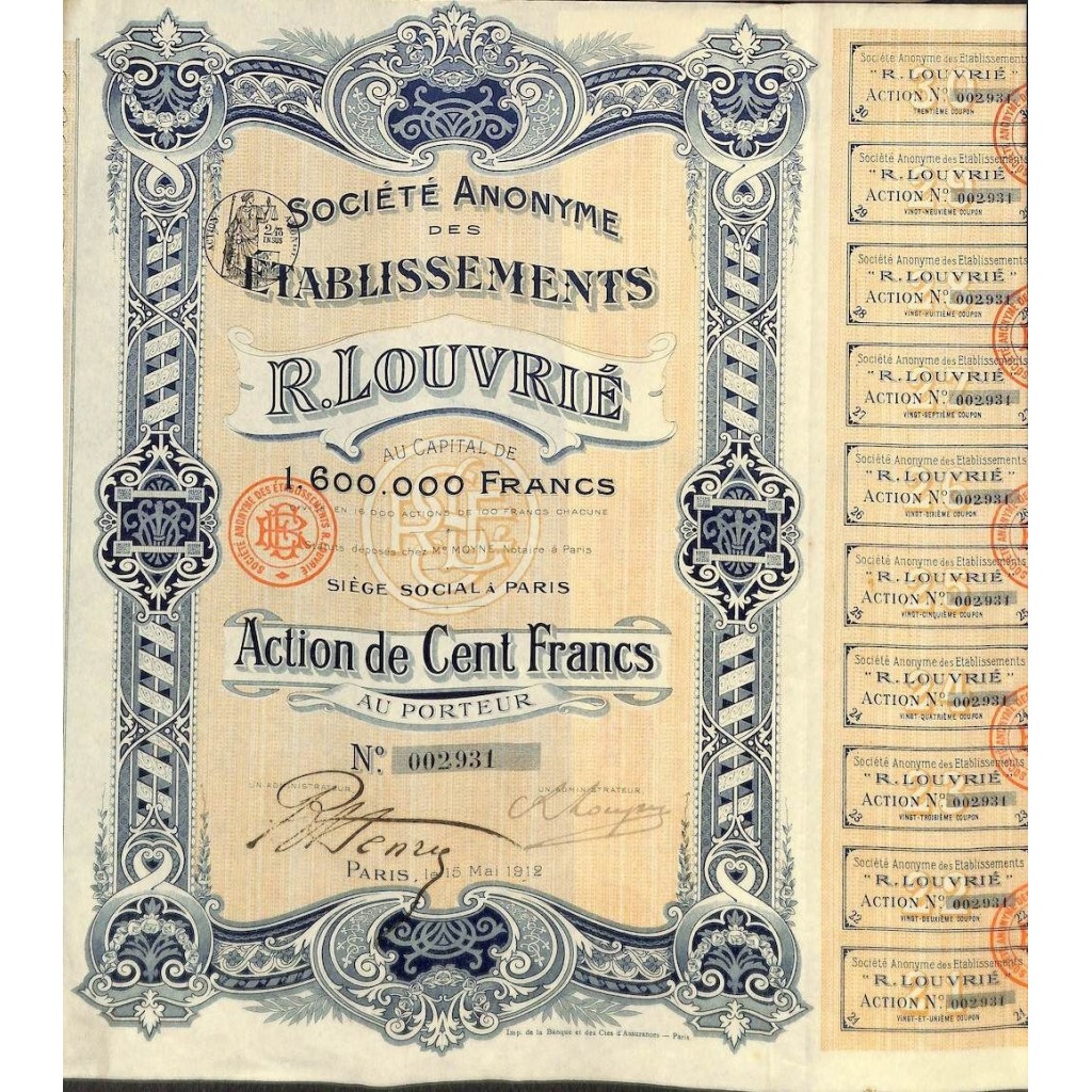 1912 - ETABLISSEMENTS R. LOUVRIÉ SOC. ANON. DES