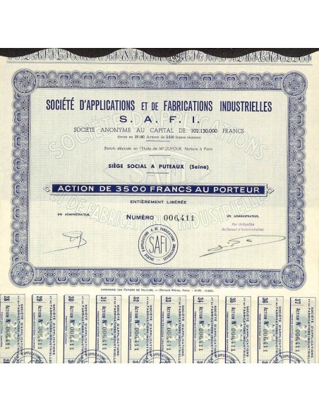 1951 - APPLICATIONS ET DE FABRICATIONS INDUSTRIELLES SOC. D'