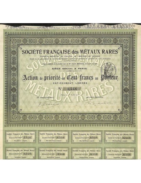 1911 - MÉTAUX RARES SOC. FRANCAISE DES