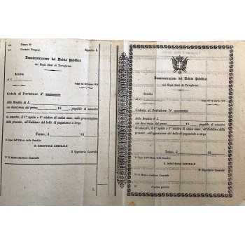 1849 - CEDOLA AL PORTATORE CON RENDITA - TORINO