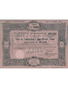 PRESTITO A PREMI DELLA CITTA' DI MILANO - VAGLIA 1 OBBLIGAZIONE 1863