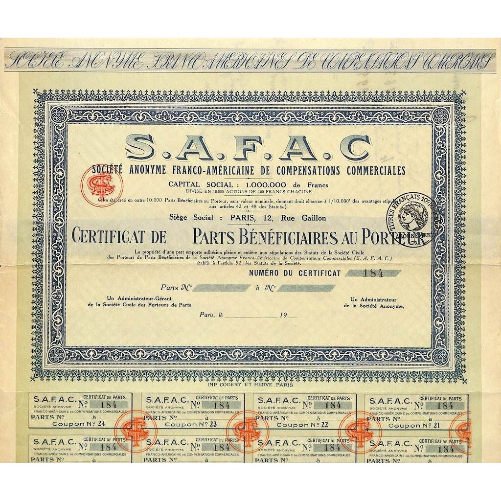 S.A.F.A.C. SOC. AN. FRANCO-AMERICAINE DE...