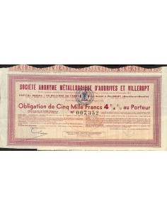 1946 - METALLURGIQUE D'AUBRIVES ET VILLERUPT SOC. ANON.