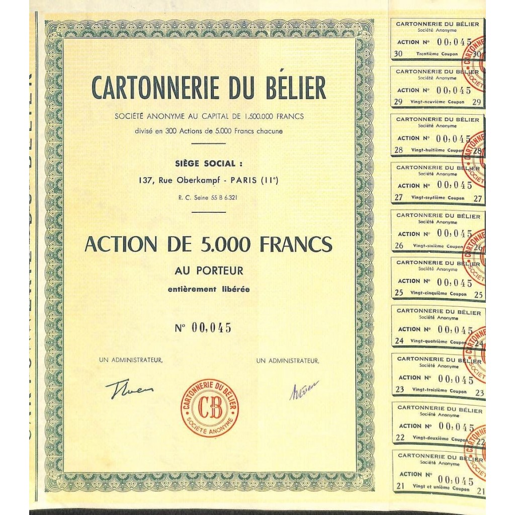 1950 - CARTONNERIE DU BÉLIER