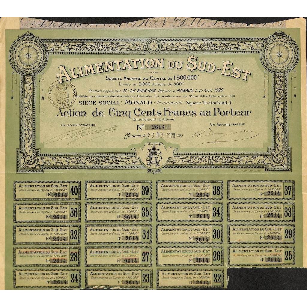 1928 - ALIMENTATION DU SUD-EST