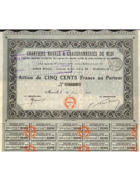 1920 - CHANTIERS NAVALS ET CHAUDRONNERIES DU MIDI