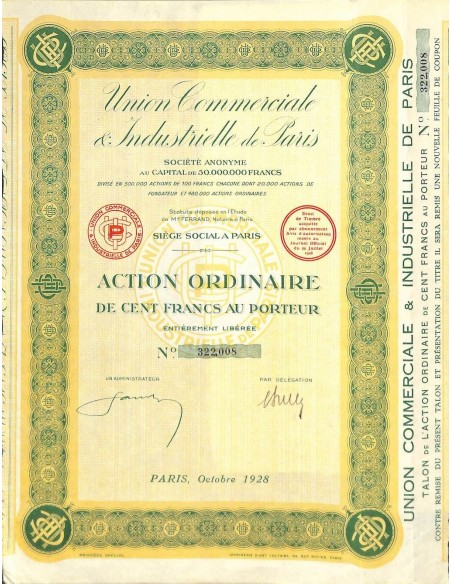 1928 - UNION COMMERCIALE ET INDUSTRIELLE DE PARIS