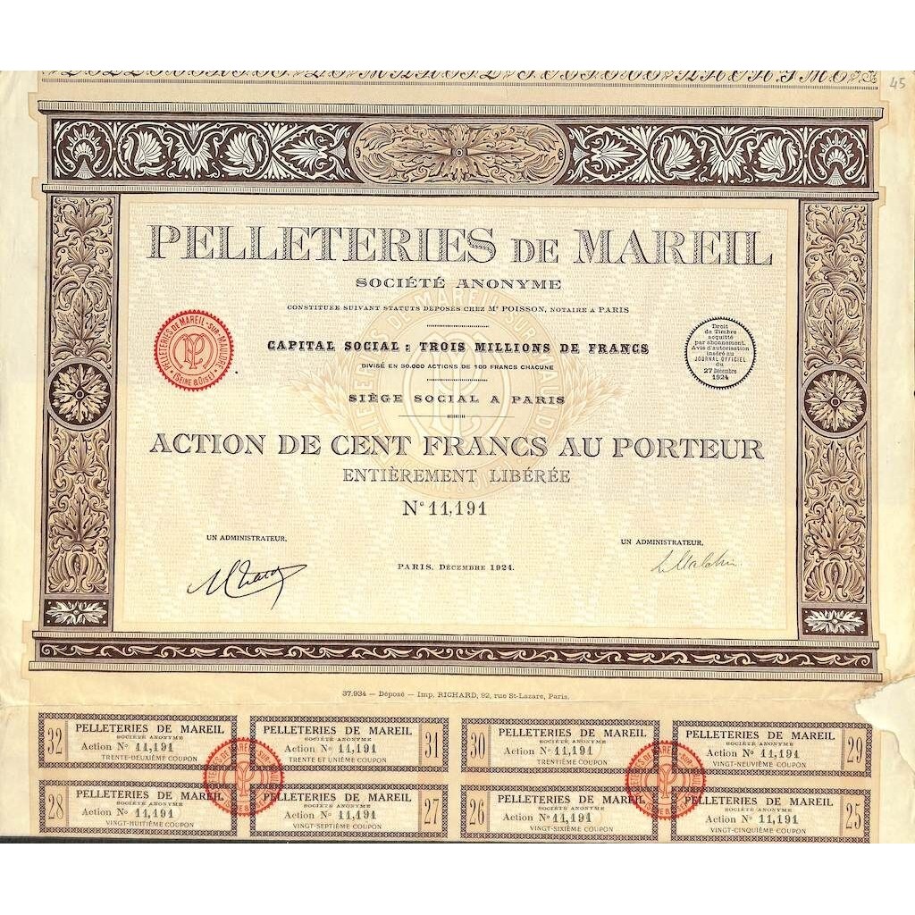 1924 - PELLETERIES DE MAREIL