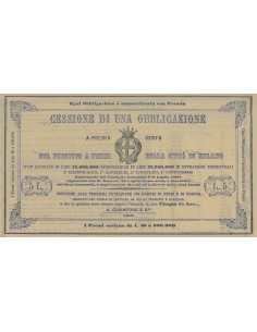 PRESTITO A PREMI DELLA CITTA' DI MILANO-CESSIONE DI 1 OBBLIGAZIONE 1861
