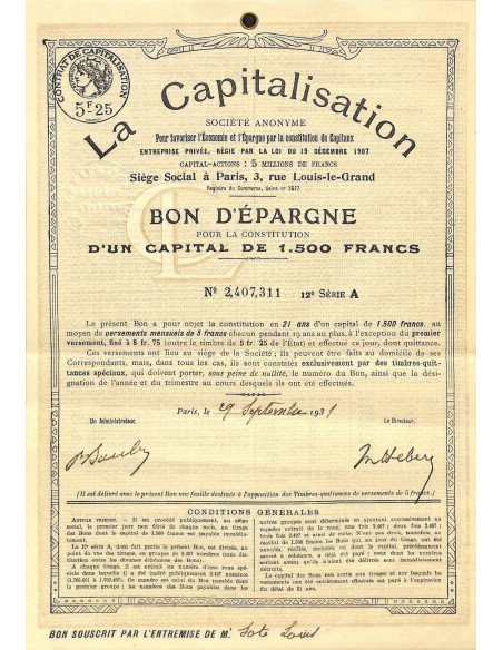 1931 - LA CAPITALISATION