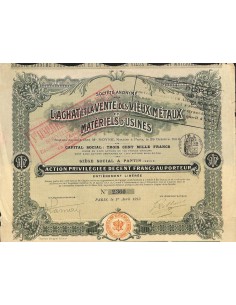 1913 - L'ACHAT ET LA VENTE DES VIEUX METAUX ET MATERIELS...