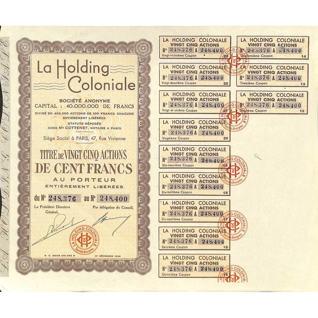 1948 - LA HOLDING COLONIALE