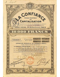 1931 - LA CONFIANCE - CAISSE CENTRALE DE CAPITALISATION