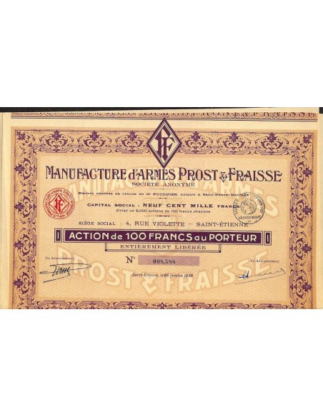 1930 - MANUFACTURE D'ARMES PROST ET FRAISSE