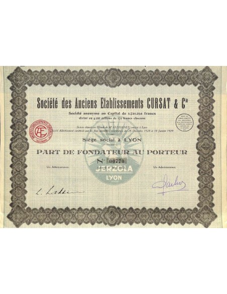 1932 - ANCIENS ETABLISSEMENTS CURSAT ET C.IE SOC. DES